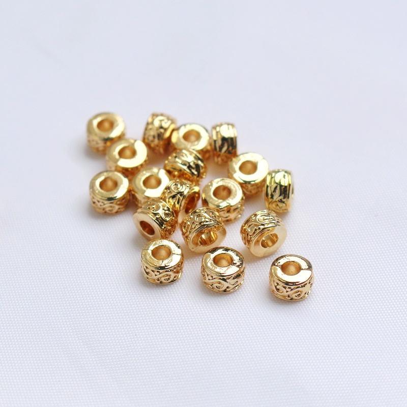 Bộ 50 Hạt Đồng 4k Lỗ Cỡ Lớn 3.5 * 5.5mm Làm Trang Sức diy