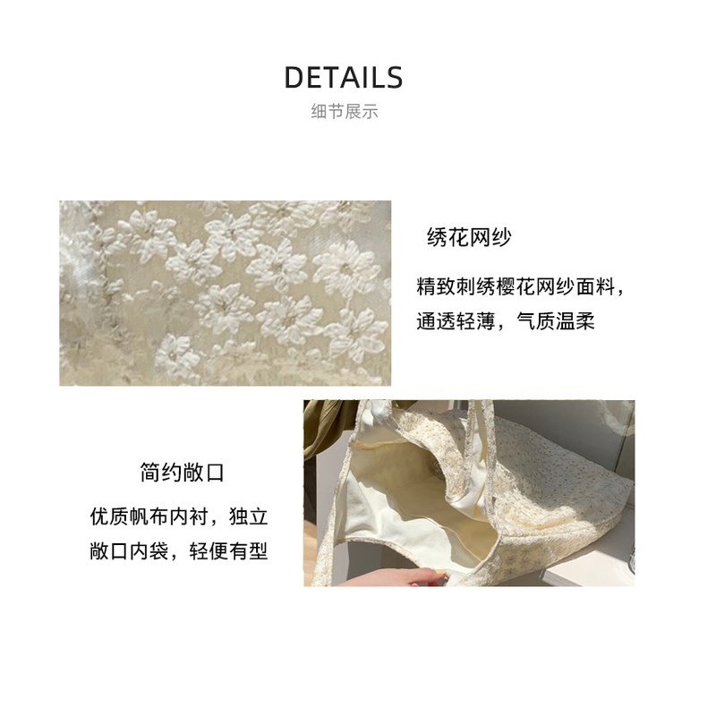 Túi Xách Đeo Vai Bằng Vải Bạt Phối Ren Hoa Đơn Giản Thời Trang Mùa Hè Phong Cách Mới