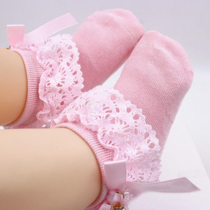 Đôi vớ cotton màu trơn trang trí nơ đính ngọc trai xinh xắn dành cho bé gái