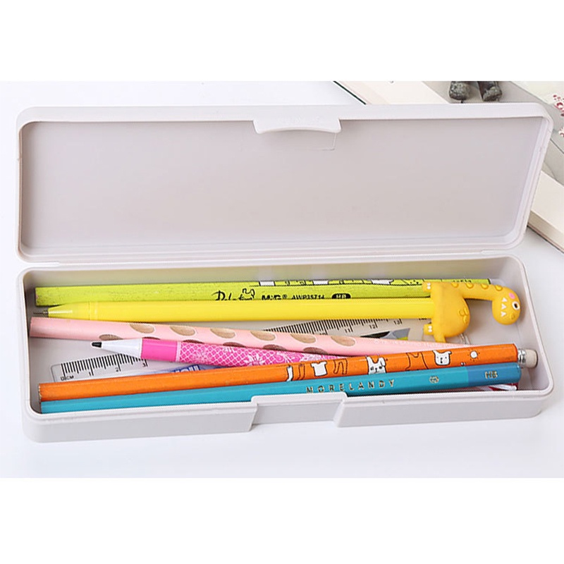Hộp Đựng Bút Bằng Nhựa Có Nắp Và Khóa Cài Cho Bút Chì/ Mũi Khoan/ Khoan Sử Dụng Trong Văn Phòng