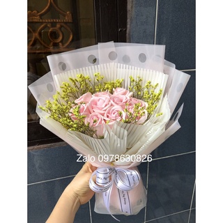 Hoa sáp thơm kèm túi mặt kính