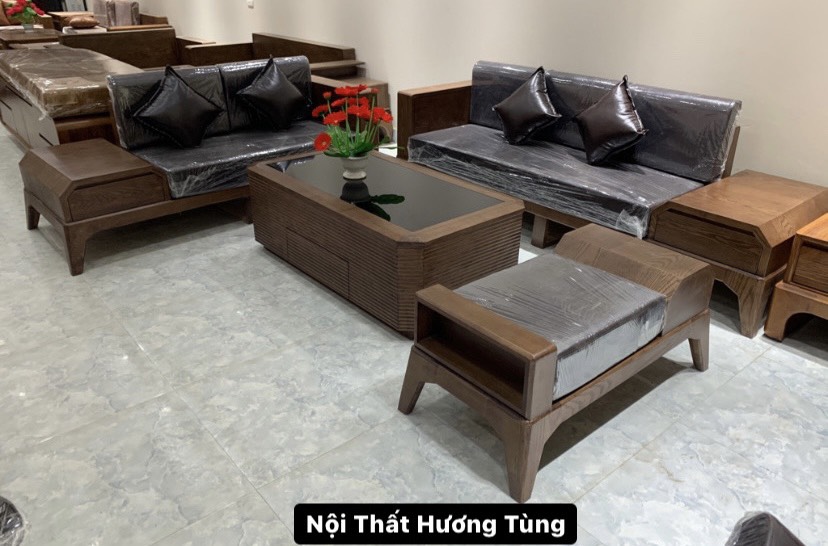 Bộ Sofa Gỗ Sồi Mỹ- 2m7 X 1m8 - Màu đặc Biệt - Gỗ Quý - Freeship & Lắp Tại TPHCM CAM KẾT GIAO ĐÚNG SẢN PHẨM