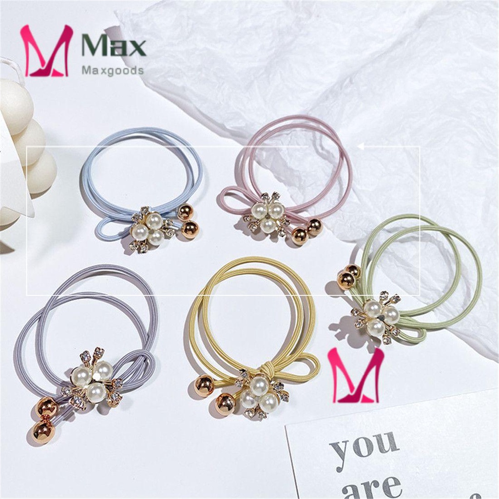 Dây Buộc Tóc Co Giãn Đính Hạt Ngọc Trai Màu Sắc Ngẫu Nhiên Cho Nữ