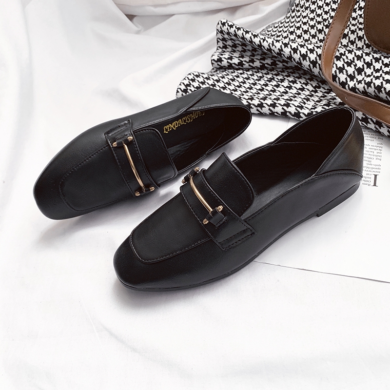 Giày lười da thiết kế mũi vuông trẻ trung hợp thời trang cho nữ | BigBuy360 - bigbuy360.vn