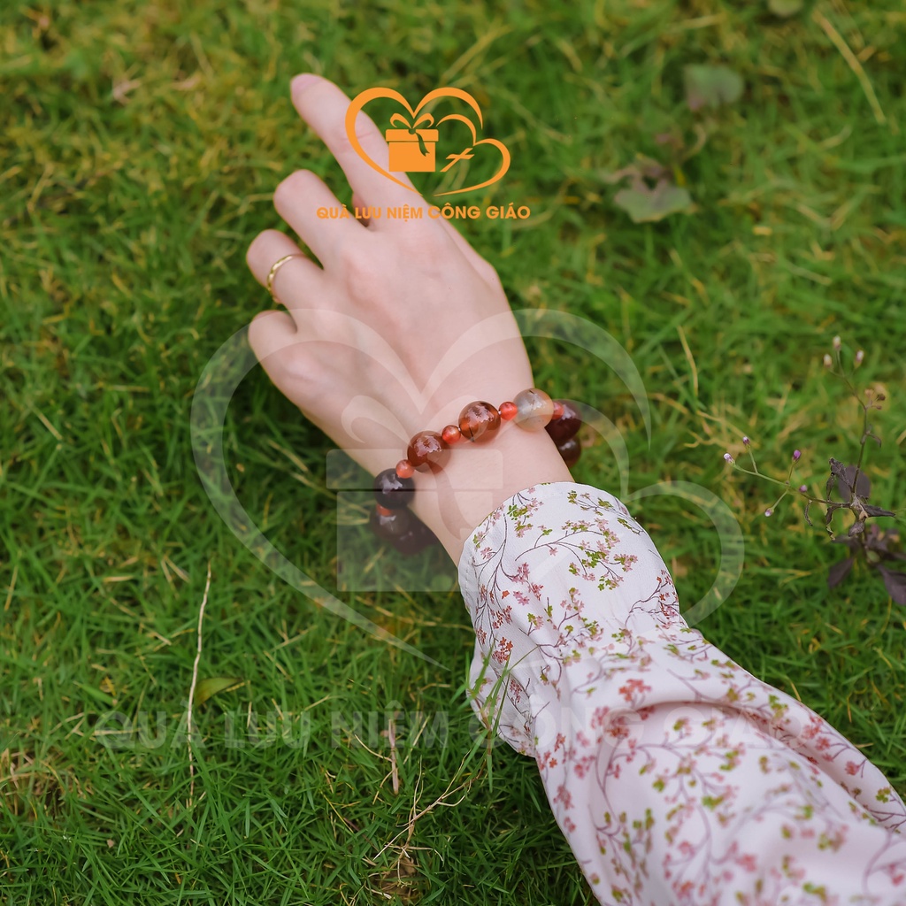 Chuỗi mân côi đá nhiều màu cách đá 14 li Quà Lưu Niệm Công Giáo