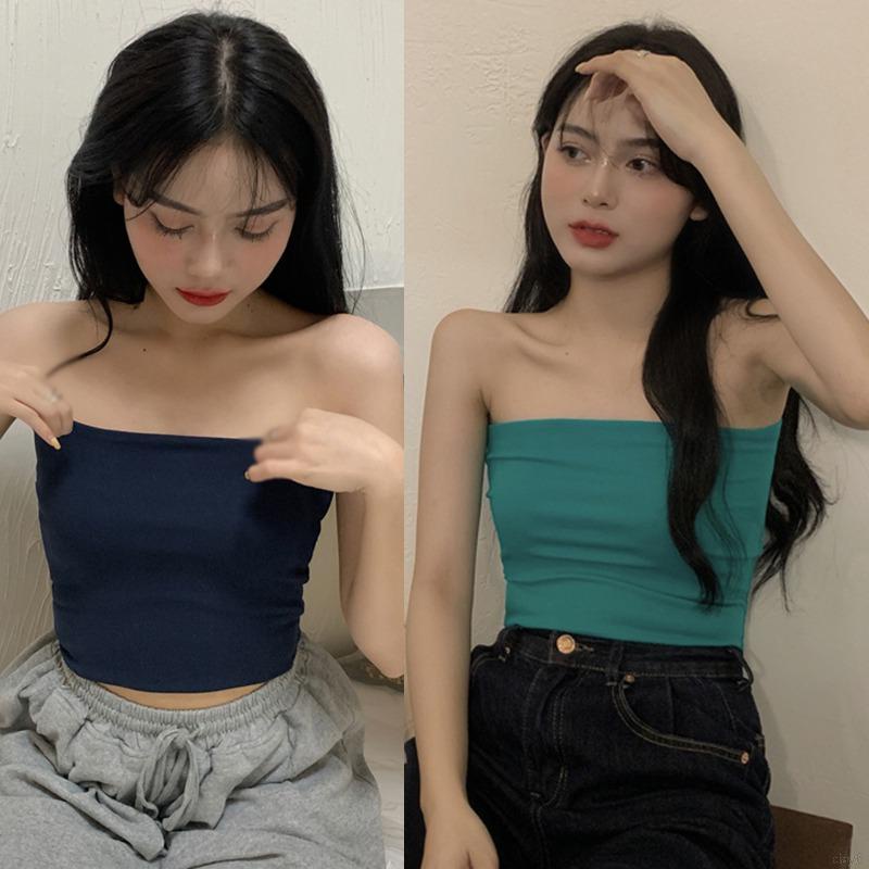 Áo ống màu trơn thiết kế đơn giản gợi cảm thời trang cho nữ