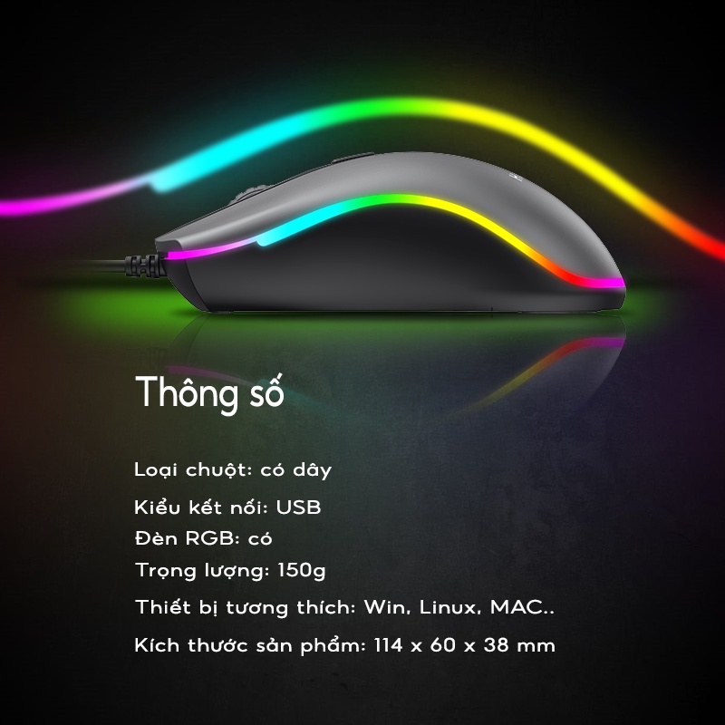 【Giao hàng nhanh】Chuột Có Dây HAVIT MS72 Độ Nhạy Lên Đến 1200 DPI , Có Đèn RGB - Chính Hãng Bảo Hành 12 Tháng