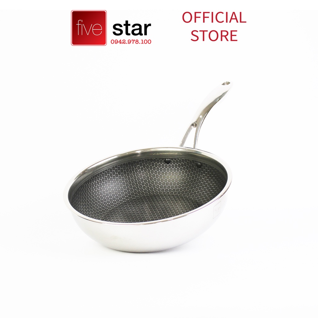 Chảo chống dính tổ ong cao cấp FIVESTAR 3 lớp đáy liền inox 304 siêu bền , chống trầy xước 24cm / 26cm / 28cm