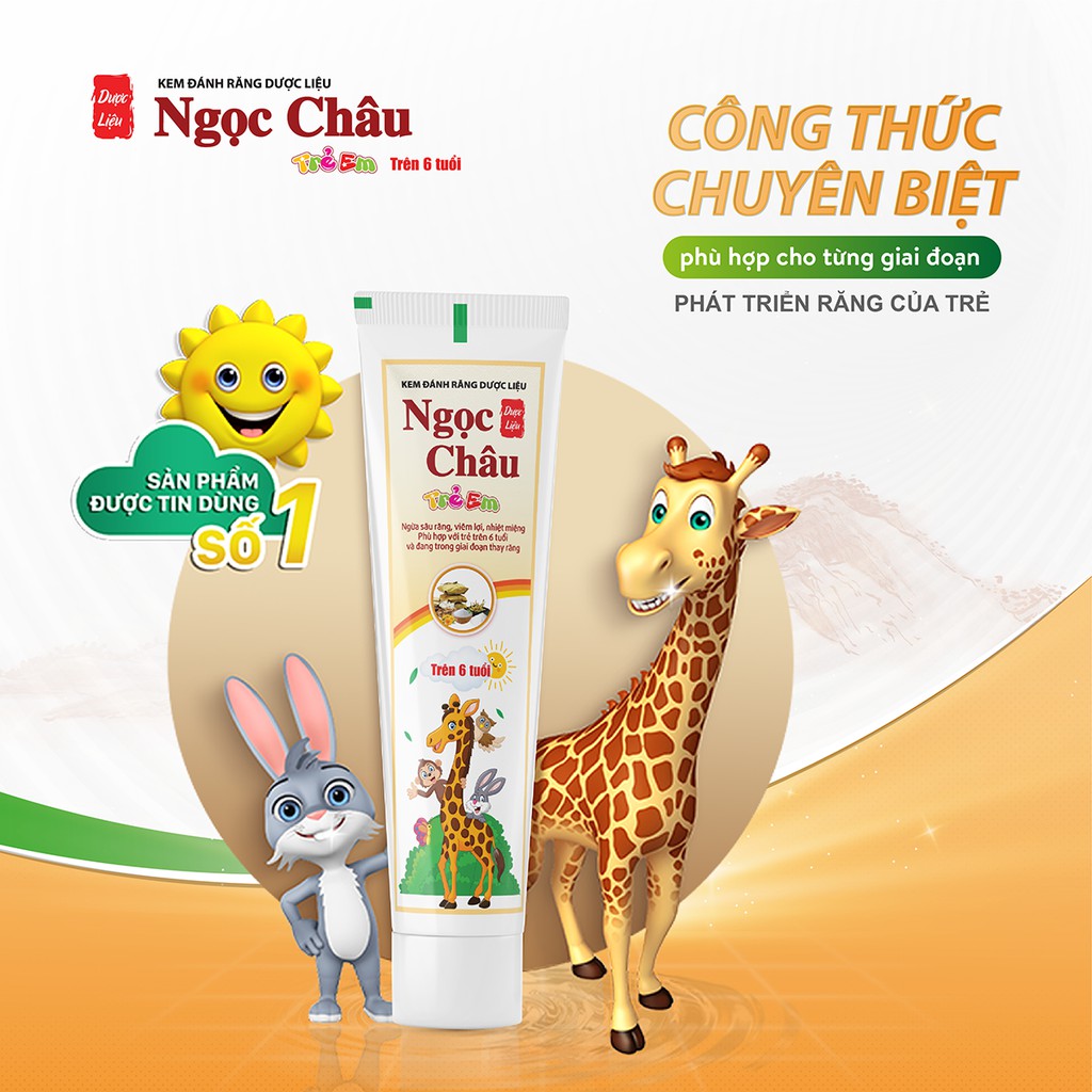 Kem đánh răng dược liệu Ngọc Châu trẻ em trên 6 tuổi 70g