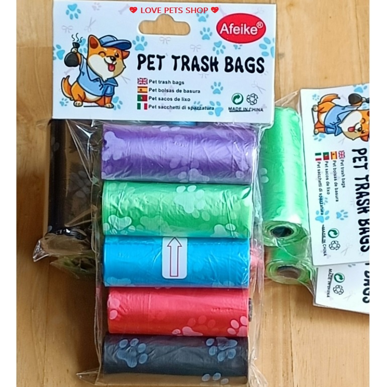 TÚI ĐỰNG PHÂN CHO CHÓ MÈO TỰ PHÂN HỦY (COMBO 5 CUỘN) -  LOVE PETS SHOP