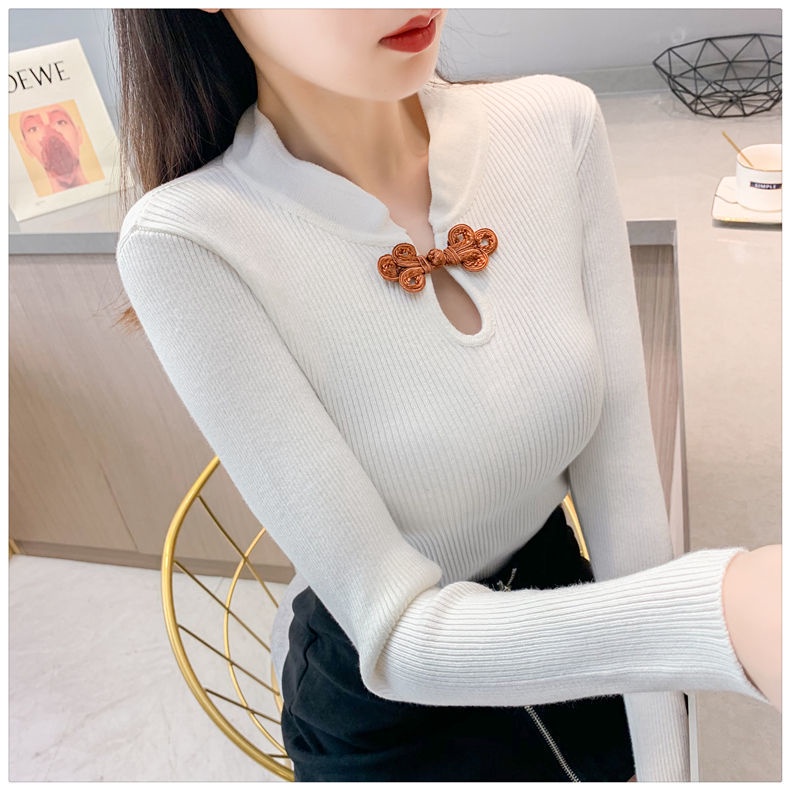 Áo Sweater Dệt Kim Tay Dài Phong Cách Hàn Quốc Thời Trang Mới Cho Nữ