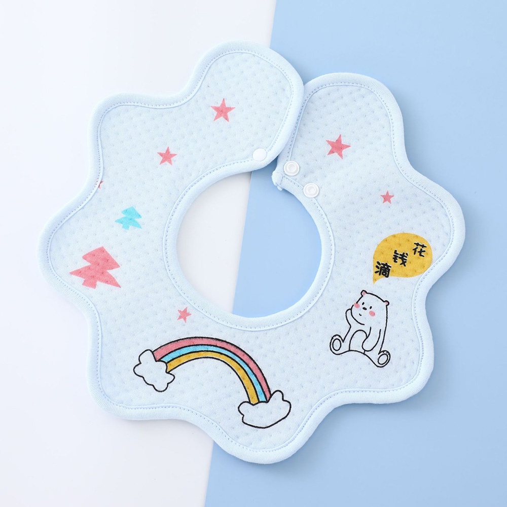 Yếm Ăn Cotton Hình Bông Hoa Xoay 360 Độ Dễ Thương Cho Bé