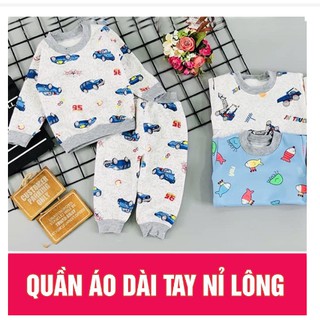Combo 5 bộ quần áo nỉ dài tay 2 lớp cho bé trai/bé gái-từ 0-14kg