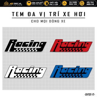 Tem dán xe ô tô thiết kế racing | dvtot-17 | decal team sticker dán sườn kính lái cản sau capo xe hơi oto