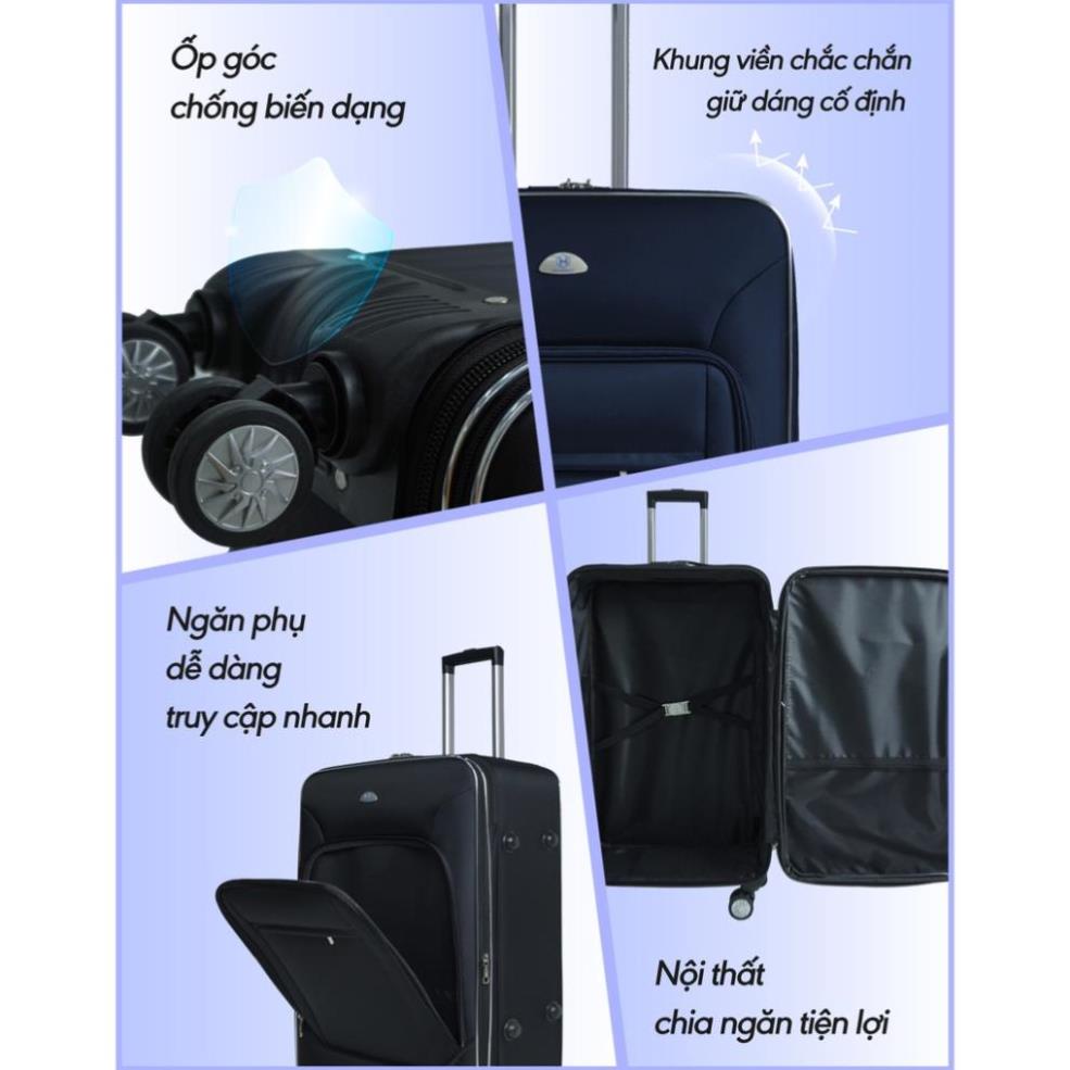 Vali kéo du lịch vải phổ thông VLX-022 kích thước 20, 24, 28 inch chính hãng Hùng Phát