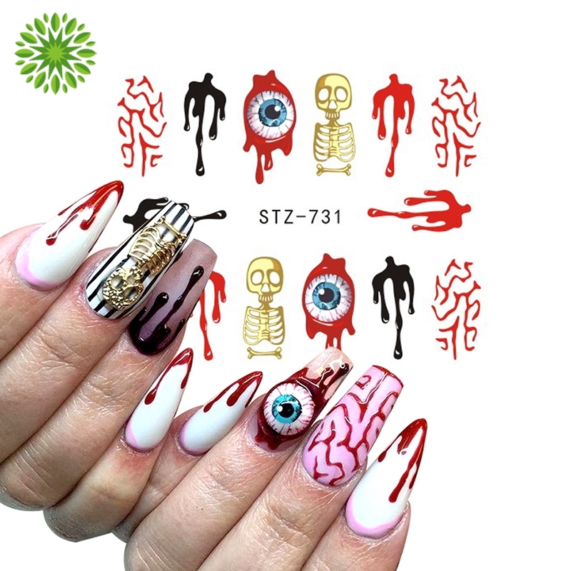 Hình Dán Trang Trí Móng Tay Họa Tiết Đầu Lâu Halloween
