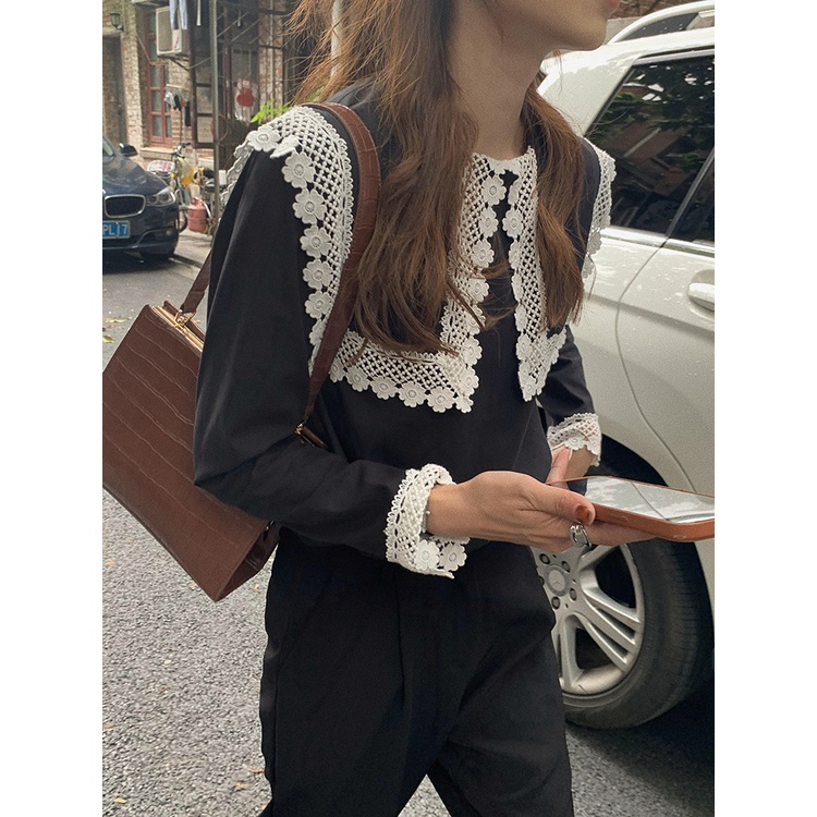 (HÀNG SẴN - HÌNH THẬT) Áo sơ mi cổ hải quân - Áo sơ mi cách điệu phối hoạt tiết ren