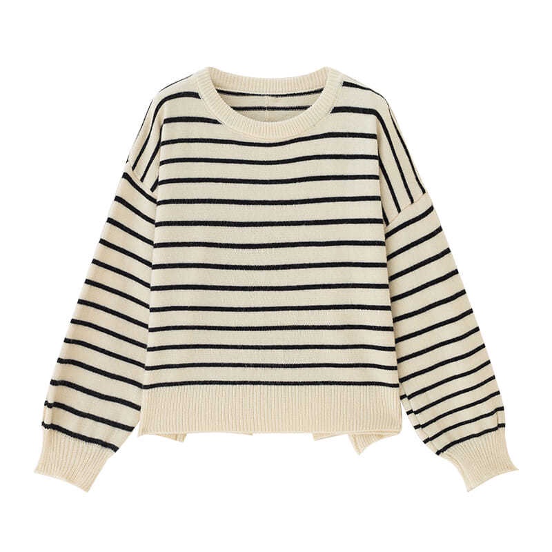 Áo len tay dài dáng rộng họa tiết kẻ sọc thời trang thu đông dành cho nữ