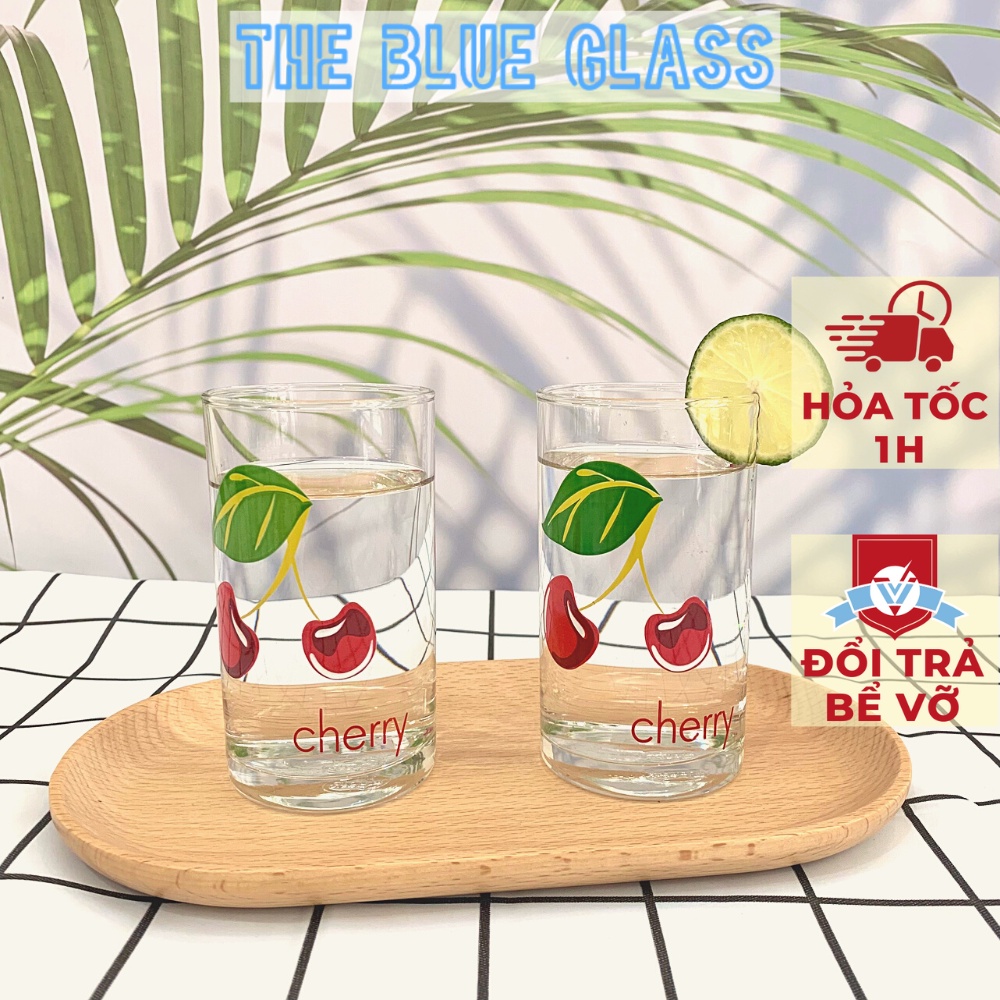 Bộ 6 Cốc Thủy Tinh Cao Cấp, Ly Thủy Tinh Ocean Họa Tiết Quả Cherry Dung Tích 270ml/255ml - B12009 / B01208