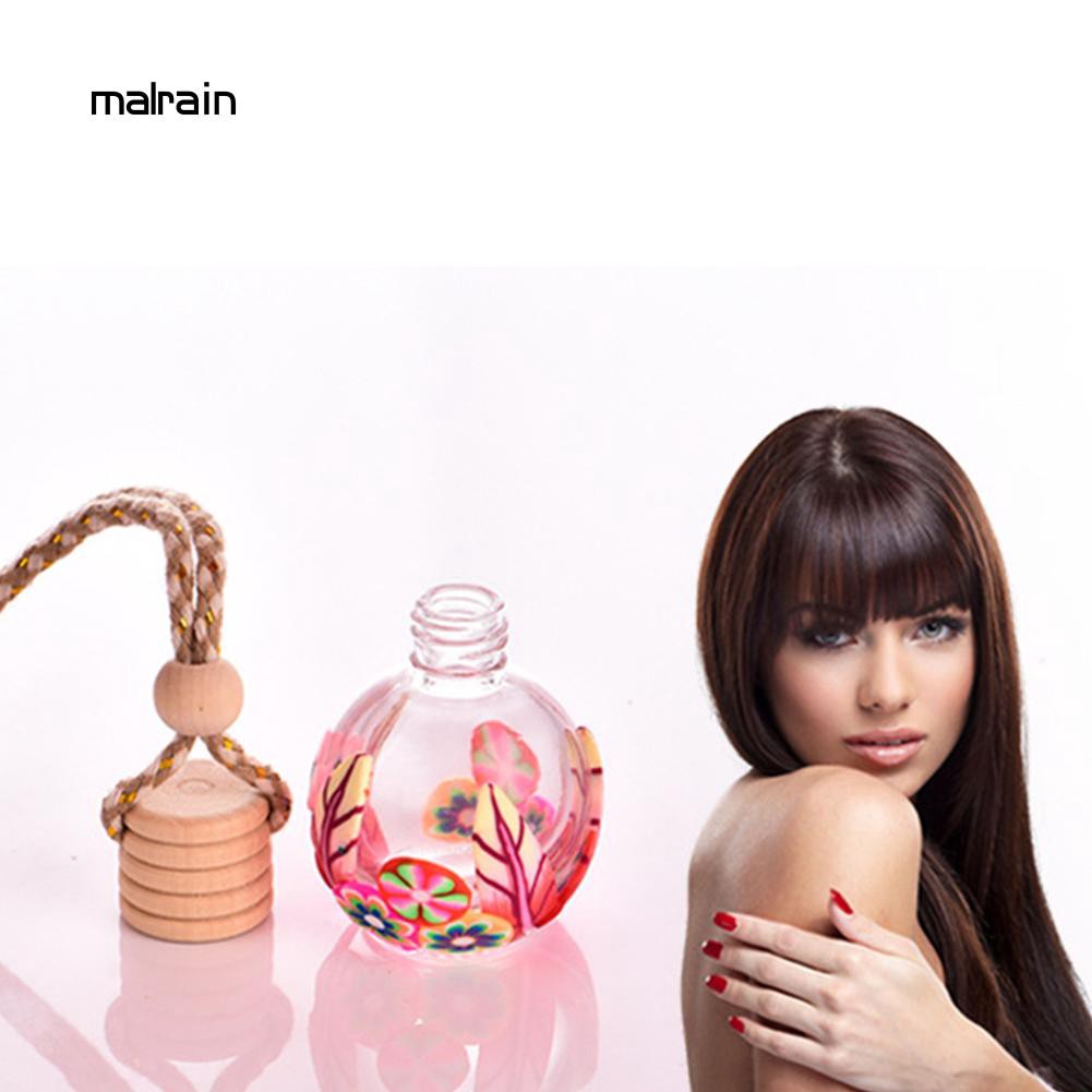 Lọ Nước Hoa Rỗng Dạng Treo In Họa Tiết Hoa Cho Xe Hơi