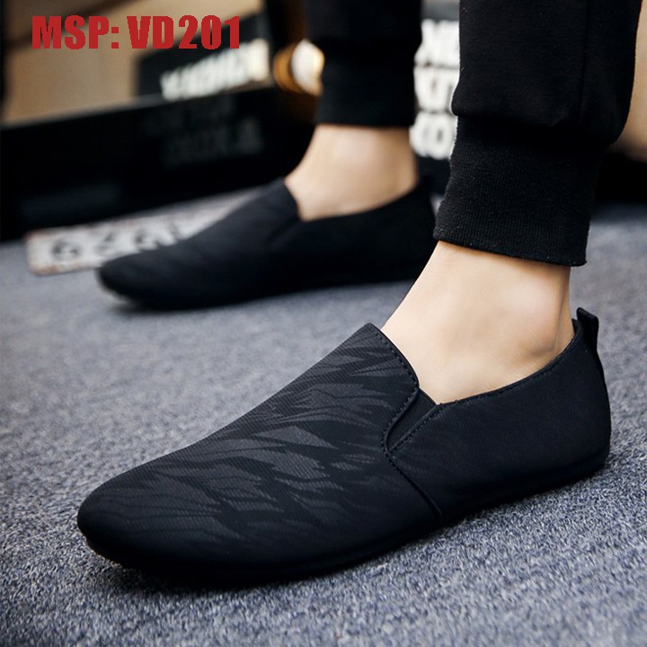 ( TẶNG TẤT LƯỜI NAM ) - GIÀY LƯỜI VẢI MÀU ĐEN : MSP - VD2011