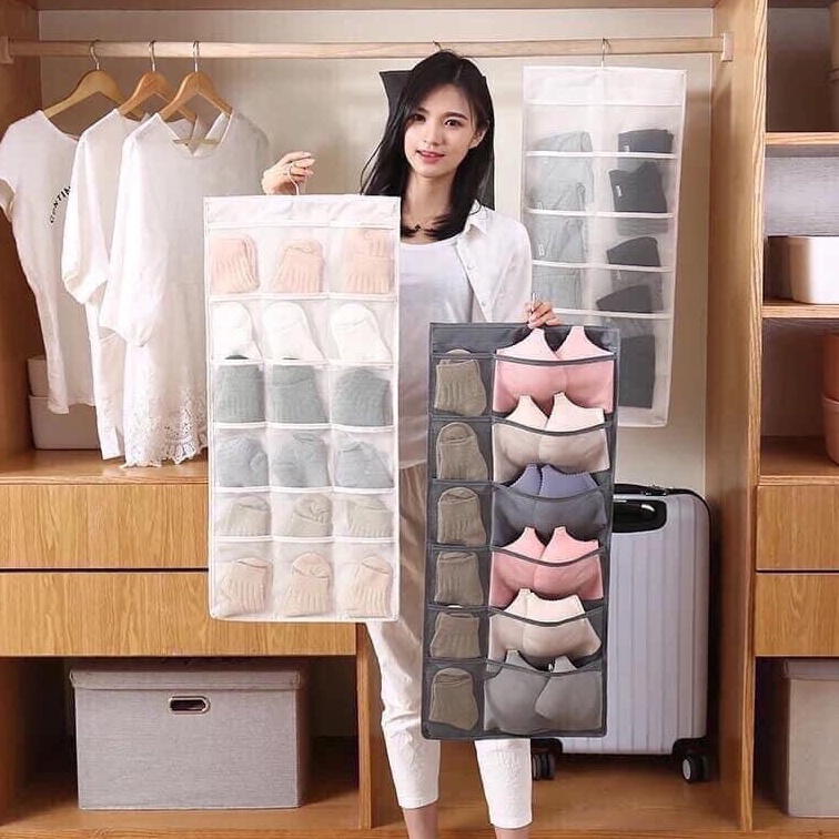 Túi vải đựng đồ lót. tất 2 mặt nhiều ngăn có móc treo tiện dụng. GIÚP LÀM GỌN TỦ ĐỒ CỦA GIA ĐÌNH