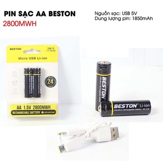 Pin sạc aa 2800mwh sạc trực tiếp trên pin bằng cổng sạc micro