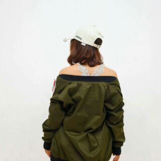 Áo khoác Bomber kaki 2 lớp