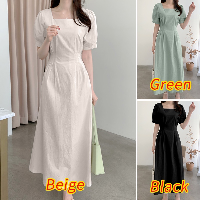 Đầm dài ZANZEA tay ngắn cổ vuông thời trang cho nữ