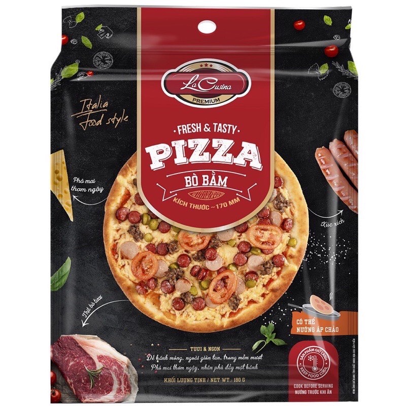 PIZZA LACUSINA 180g (BÒ BẰM- HẢI SẢN- XÚC XÍCH)