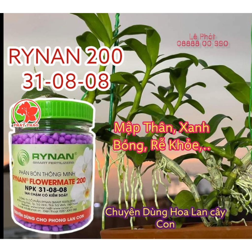 Phân bón RYNAN chuyên dùng cho Hoa lan 150gam, tan chậm, hạt nở