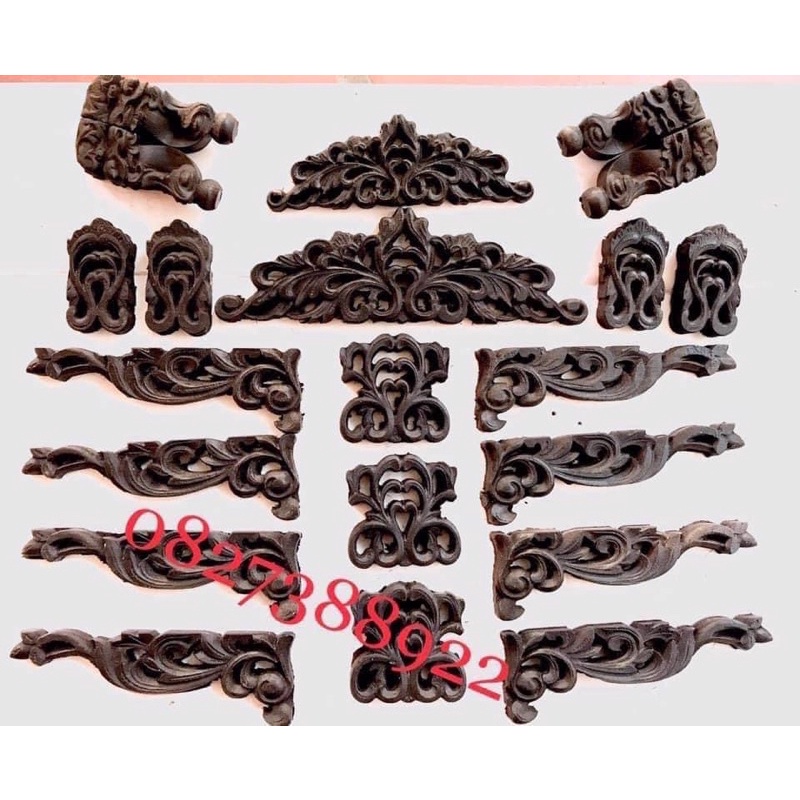 hoa văn hoa lá tây gỗ mun