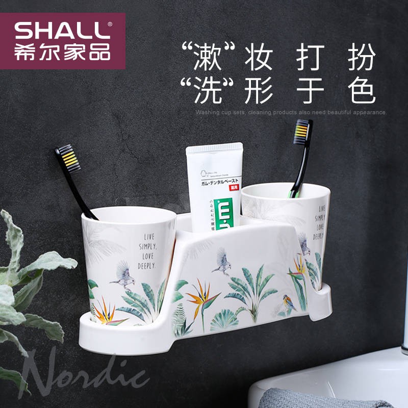 kệ lò vi sóngđời Giá để bàn chải đánh răng, dụng cụ ép kem đánh răng, không cần đục lỗ, treo tường