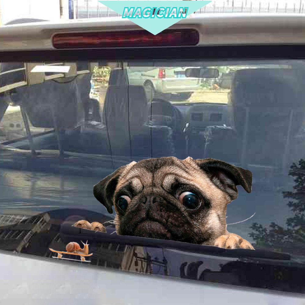 Miếng dán trang trí xe hơi/laptop hình chú chó Pug 3D dễ thương tiện lợi