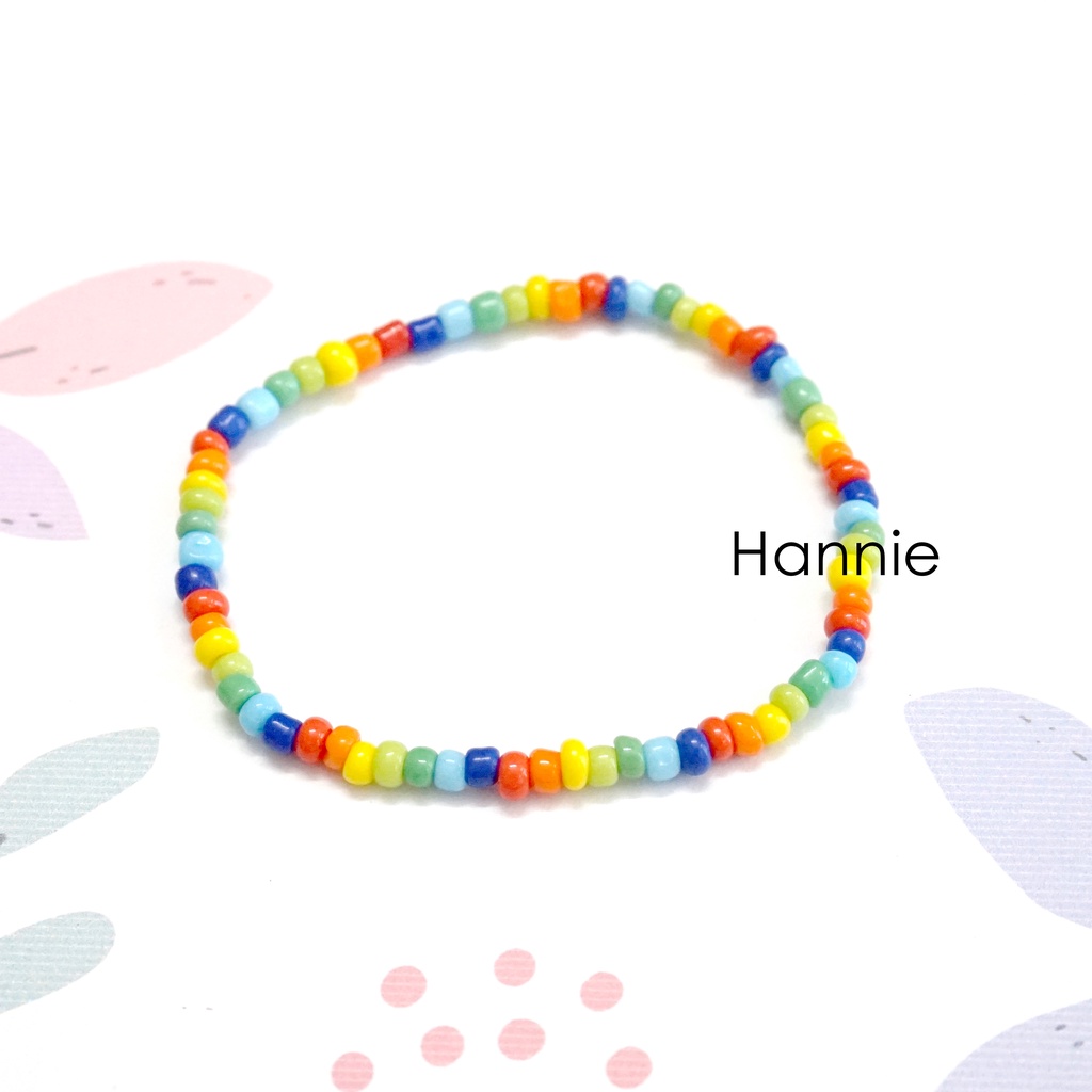 Set vòng hạt cườm rainbow cầu vồng - Combo vòng đeo tay vòng cổ nhẫn dành cho nam nữ handmade đơn giản