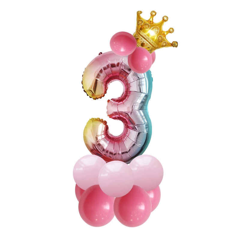 Bong Bóng Nhôm 32 Inch Hình Chữ Số Màu Cầu Vồng Dùng Trang Trí Tiệc Sinh Nhật Cho Bé