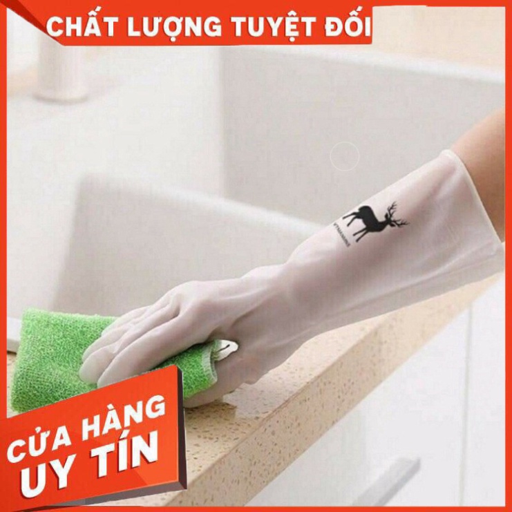 HH Bao Tay Rửa Chén Cao Su Hình Hươu Siêu Dai (Loại Ngắn)