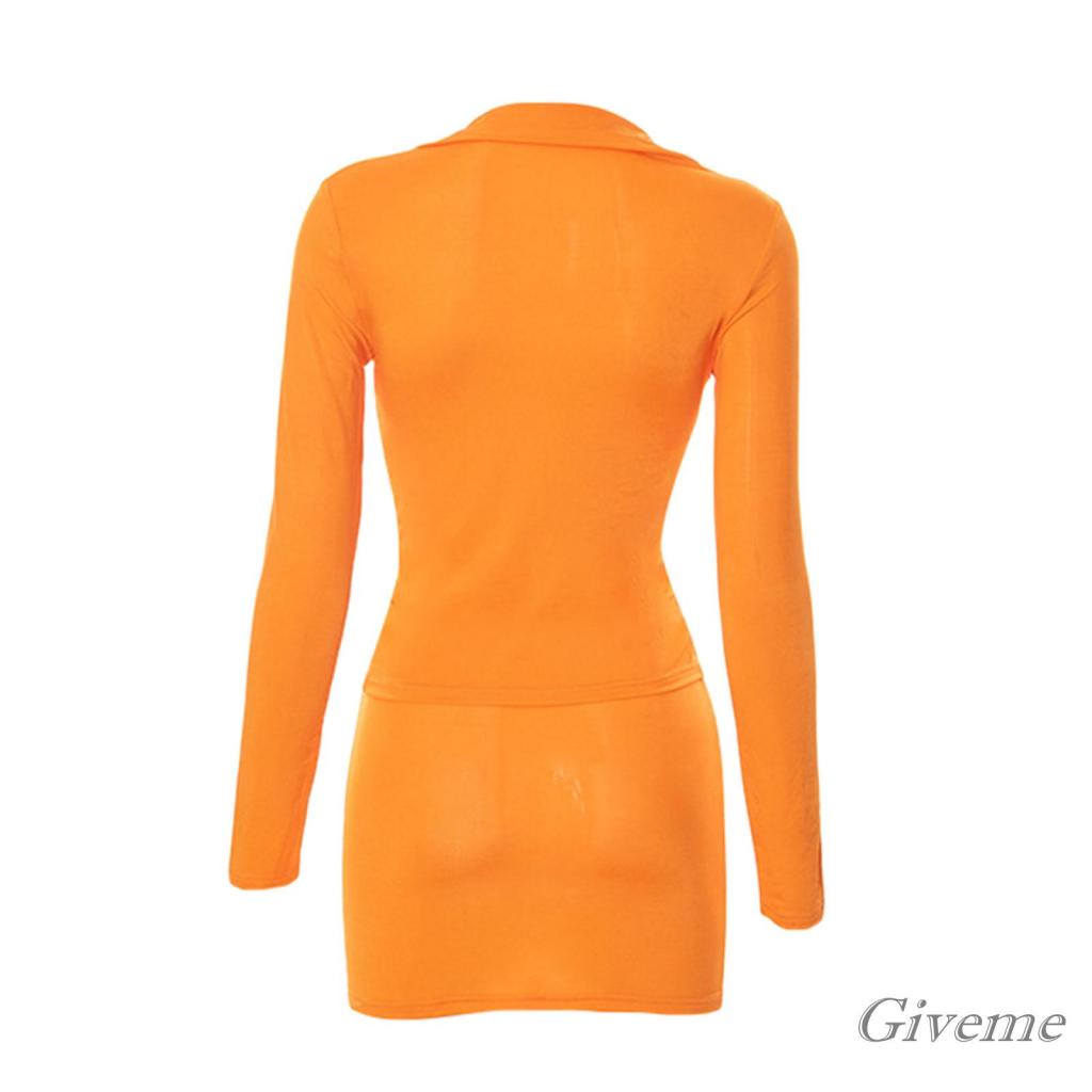 Set Áo Thun Dài Tay Cổ Tròn + Chân Váy Ôm Thời Trang Nữ