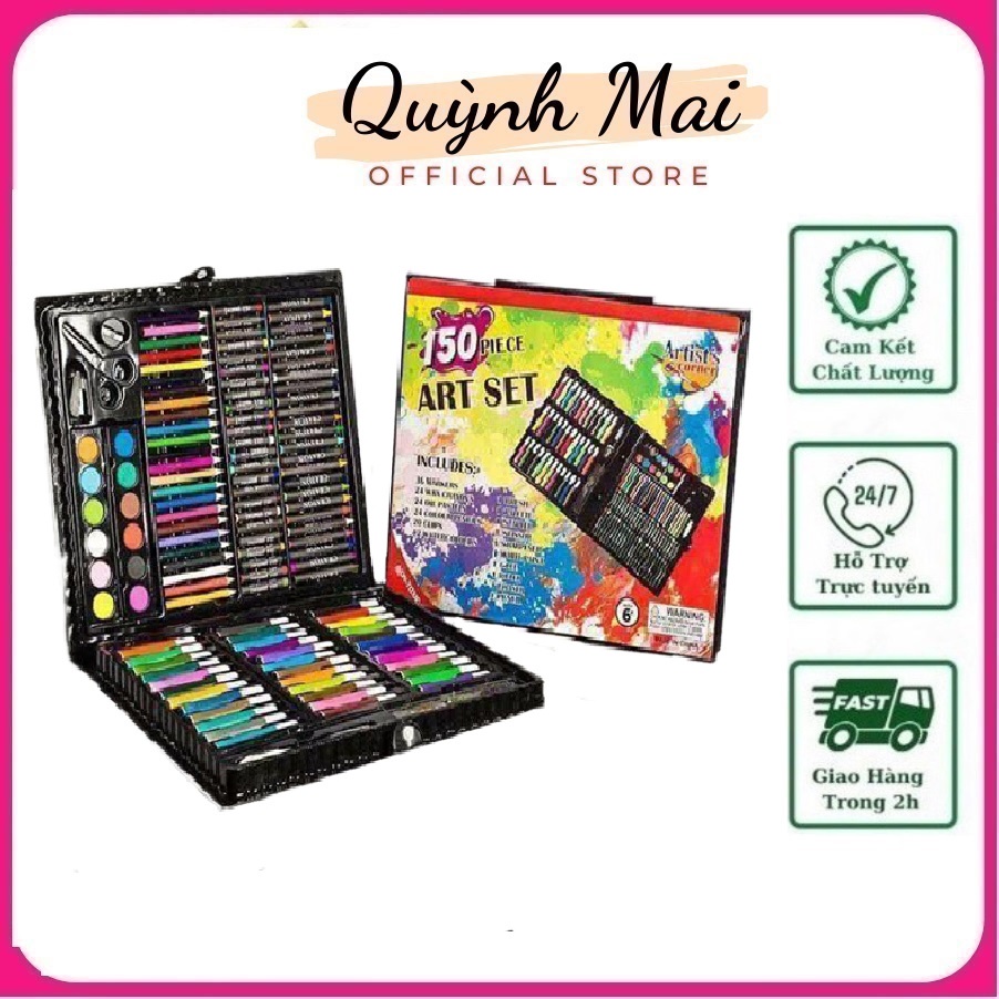 Hộp Bút Màu 150 Chi Tiết Cho Bé, Bộ Màu Vẽ Đa Năng 150 Món Giá Rẻ Cho Bé
