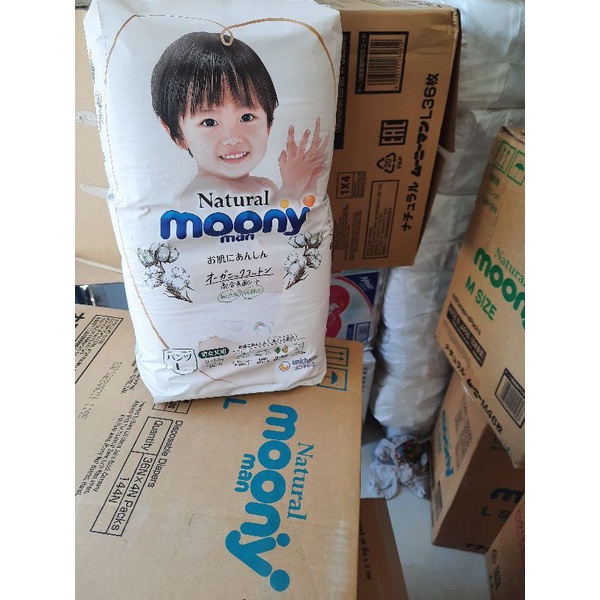 Tã/ bỉm MOONY NATURAL bông hữu cơ Nội Địa Nhật dán/ quần đủ size dán NB63/S58/M46/L38 quần M44/L36/XL32