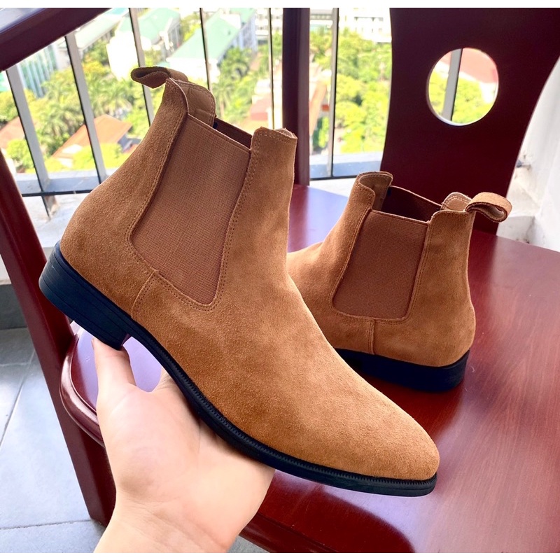 [ Cải tiến chun thẳng ] Chelsea Boot nam da lộn, giày bot nam