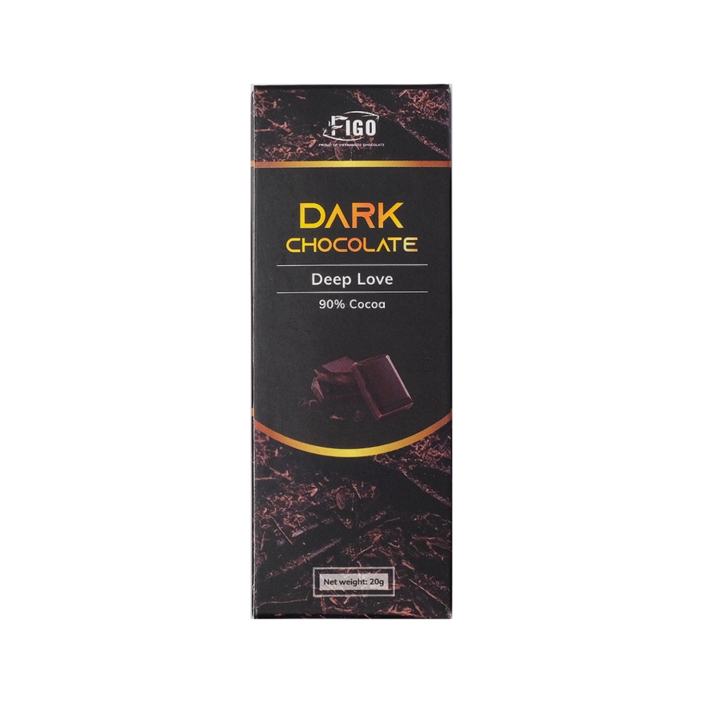 [CHÍNH HÃNG-SẢN PHẨM MỚI] Kẹo socola đen đắng 85% cacao 20g ít đường ăn kiêng FIGO ( KETO,DIET, DAS, LOW CRAB )