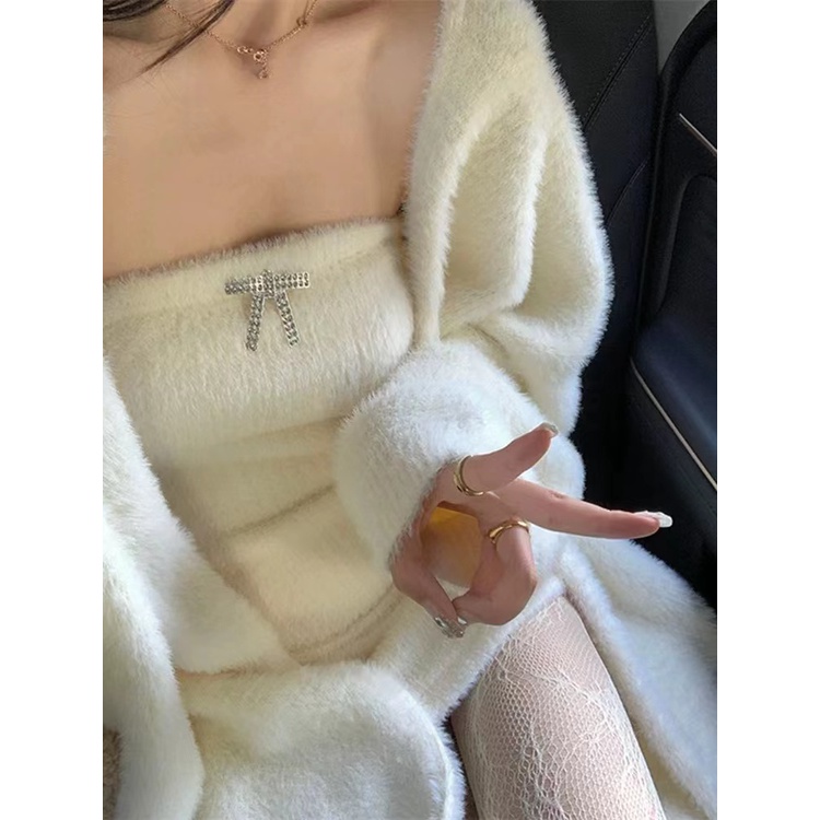 QKOOLE  Áo Khoác cardigan Dệt Kim Dáng Rộng Thời Trang Hàn Quốc Cho Nữ