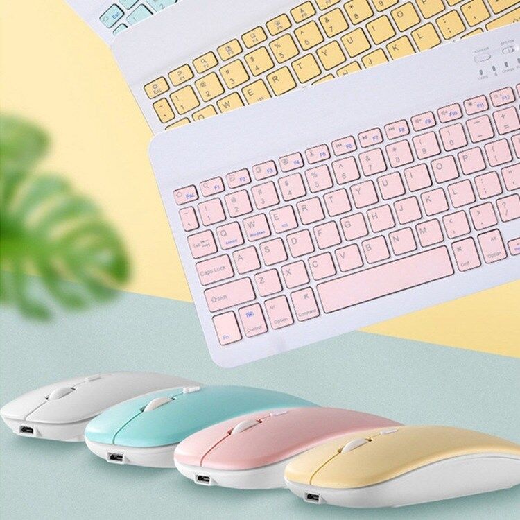 Combo Bàn Phím Và Chuột Bluetooth Không Dây 10 Inch 78 Phím Cho Laptop Ipad Điện Thoại Và Lớp Học Trực Tuyến