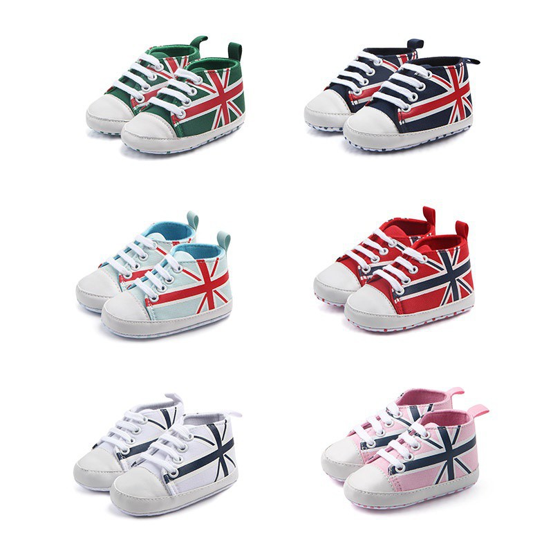 Giày Tập Đi Chống Trượt In Hình Lá Cờ Anh Cho Bé