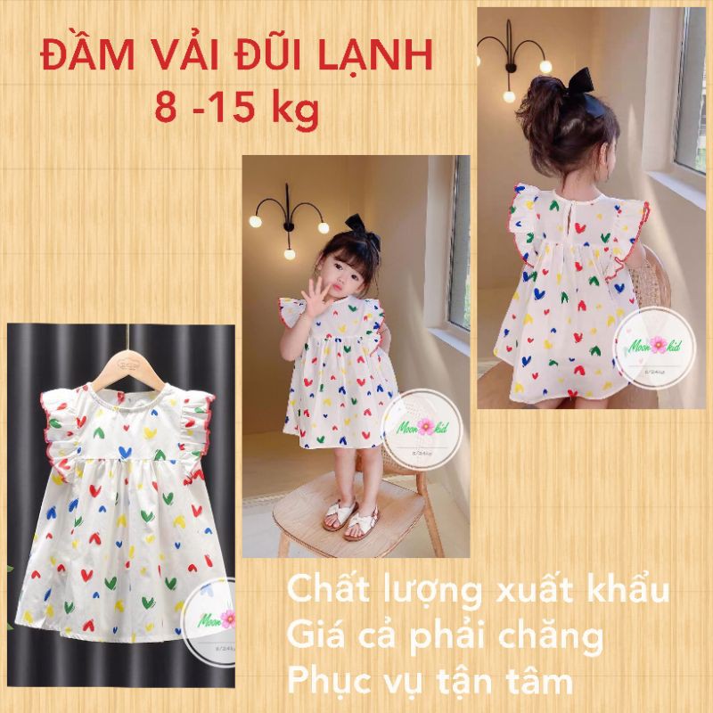 ĐẦM VÁY BÉ GÁI DỄ THƯƠNG HÌNH TIM VẢI ĐŨI NHẬP HAIVANCO cho bé từ 8 đến 15 kg mềm mại và thoáng mát