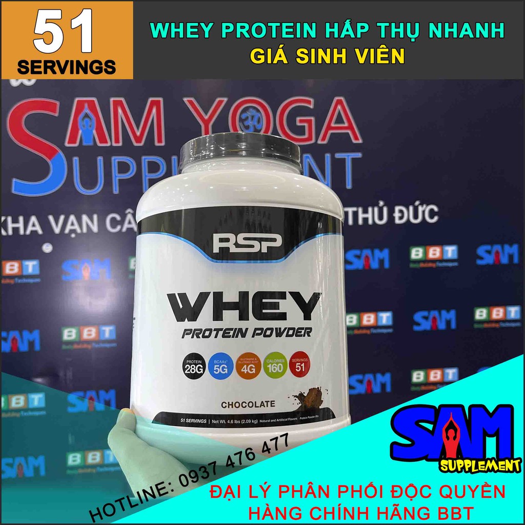 RSP Whey Protein Powder hấp thụ nhanh 28g protein/liều dùng, siêu tăng cơ - Giá sinh viên - Tem nhãn BBT, THOL