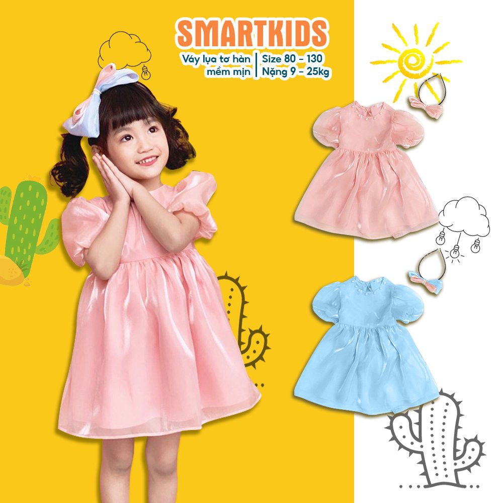 Đầm bé gái - Váy công chúa Smartkids chất lụa tay bồng hở lưng TE2986 / TE2987