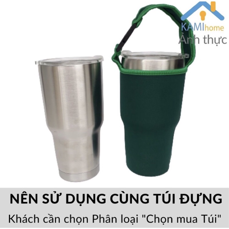 Ly Giữ Nhiệt ( Có Túi + 2 ống hút ) Tặng 2 Lót Ly Thái Lan 900ml Bình Cốc Giữ Nhiệt ( Ảnh Thật )