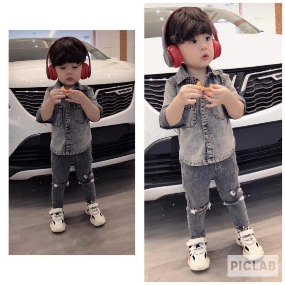 Set Jean cho bé trai phong cách Hàn Quốc cực cool nầu - Có ảnh thật Feeback của khách MOCHI BABY [NY]